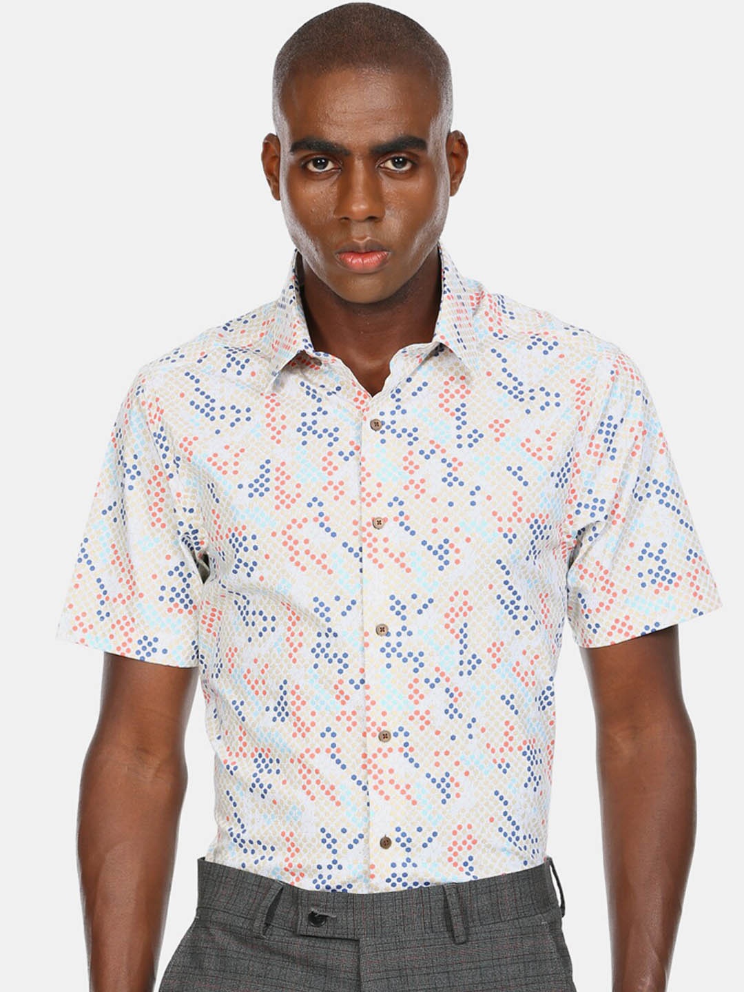

Arrow New York Men White And Blue Printed Casual Shirt