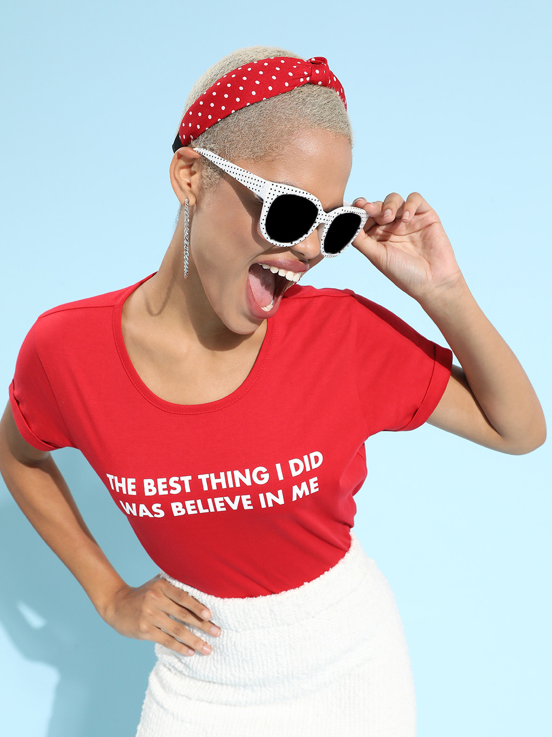 

HERENOW Women Gorgeous Red Typography Talking Tee