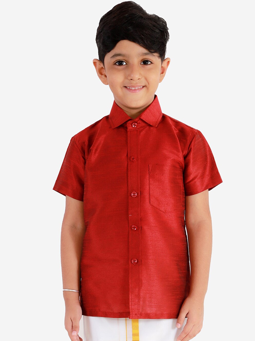 

VASTRAMAY Boys Maroon Ethnic Shirt