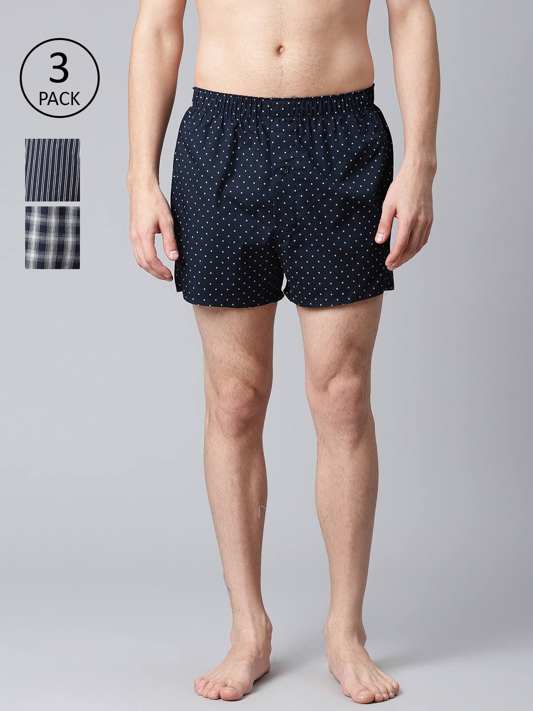 

Marks & Spencer Men Pack of 3 Pure Cotton Printed Boxers T143821NAVY, Navy blue