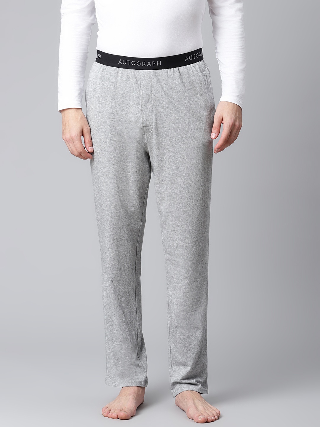 

Marks & Spencer Men Grey Melange Solid Lounge Pants