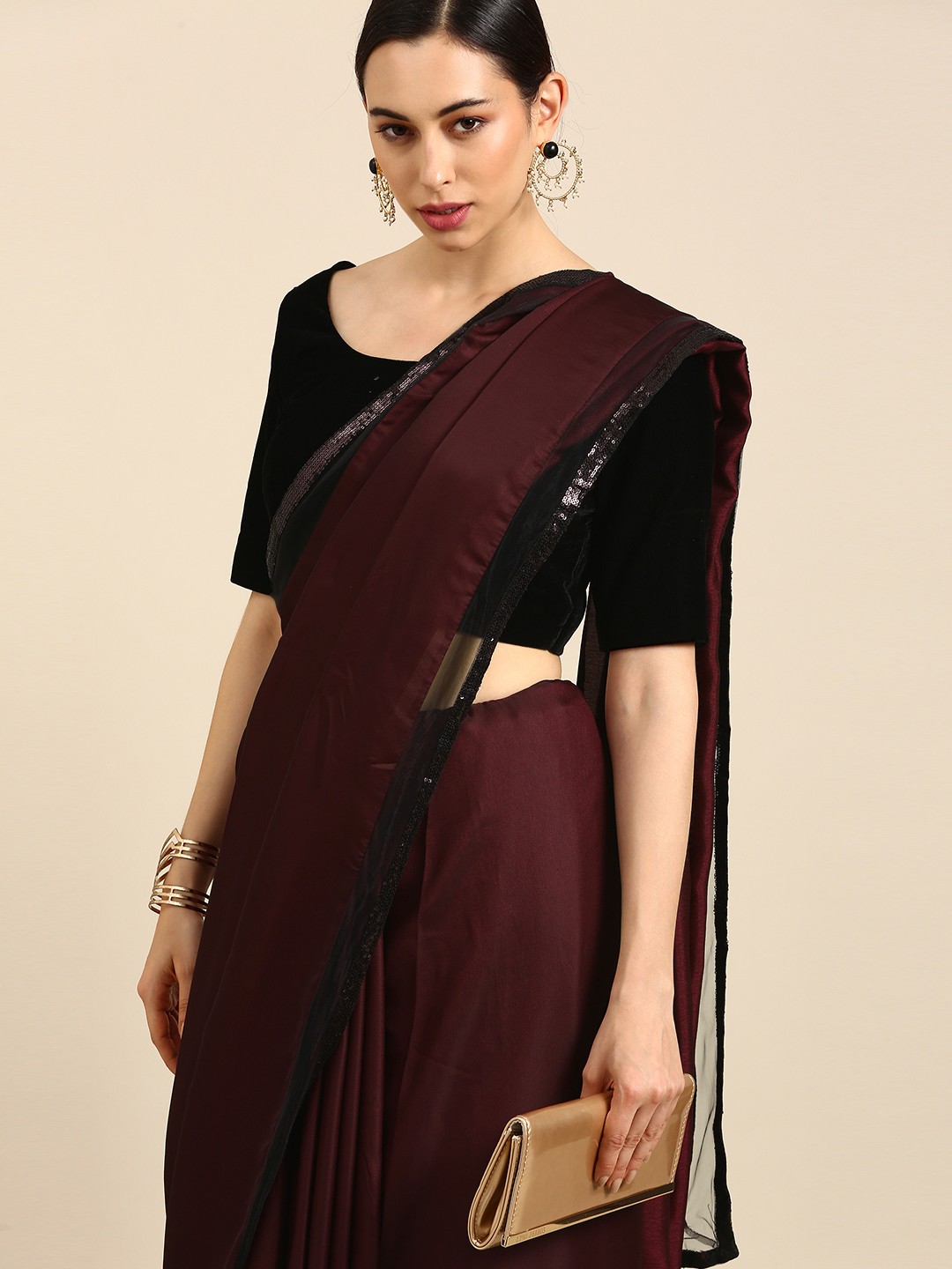 

all about you Maroon Sequinned Saree