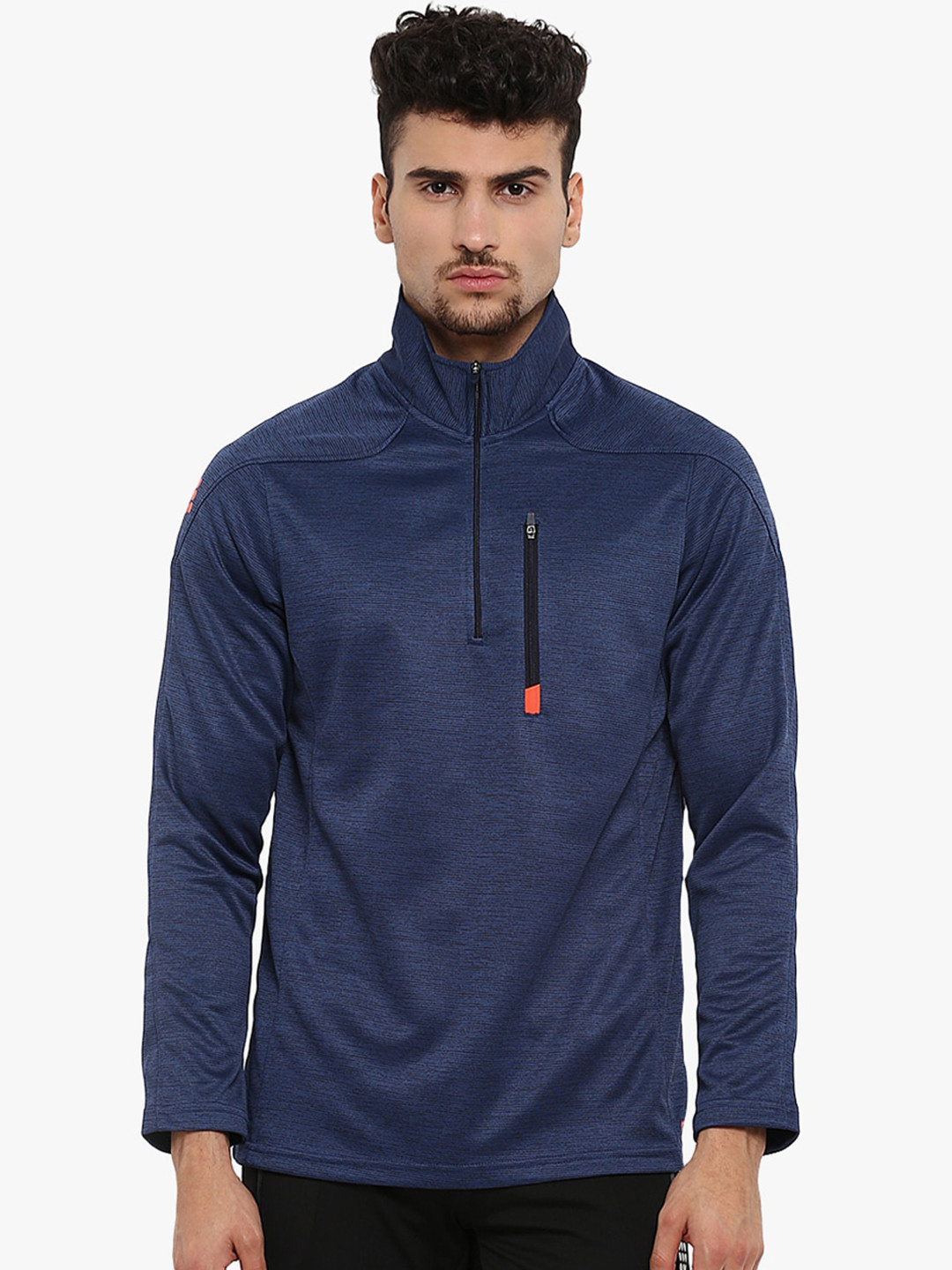 

rock it Men Blue Mock Collar Pullover Sweatshirt