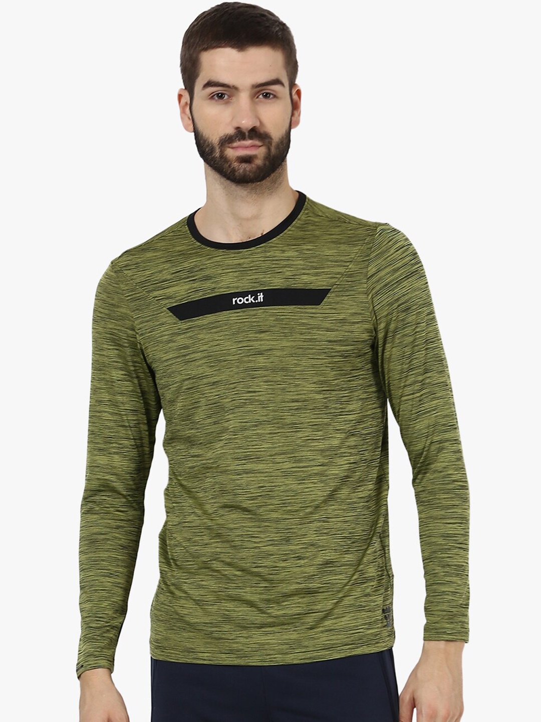 

rock it Men Olive Green Slim Fit T-shirt