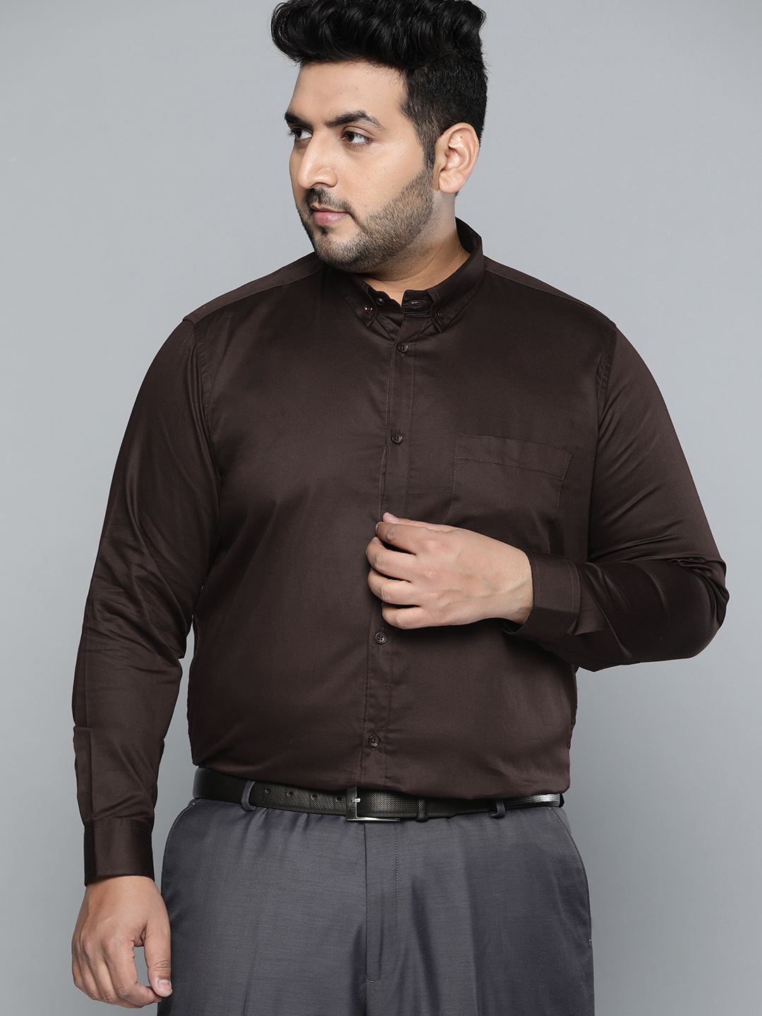 

DENNISON Men Brown Smart Slim Fit Pure Cotton Opaque Formal Shirt