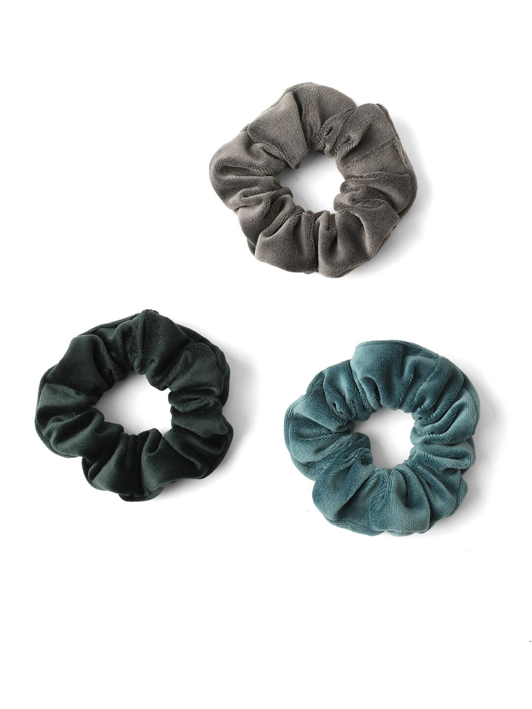 

Knotty Tail Women Set of 3 Grey Green Solid Ponytail Holders