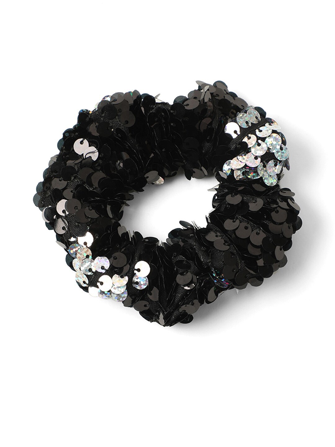 

Knotty Tail Women Black Silver-Toned Embellished Ponytail Scrunchy