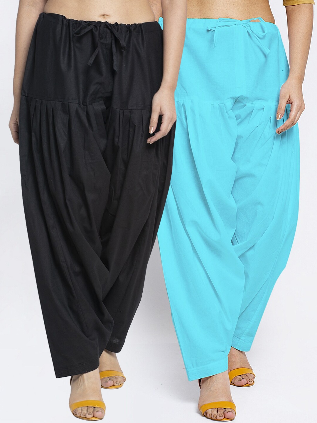 

GRACIT Women Pack Of 2 Solid Cotton Salwars, Black