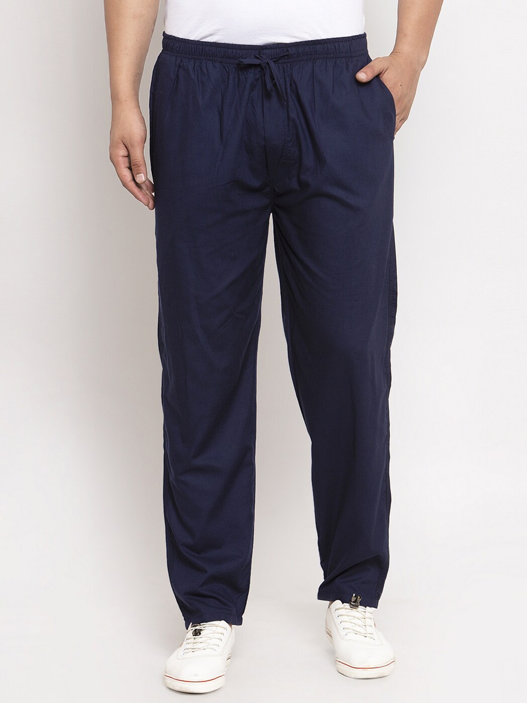 

JAINISH Men Navy Blue Solid Slim-Fit Cotton Track Pants