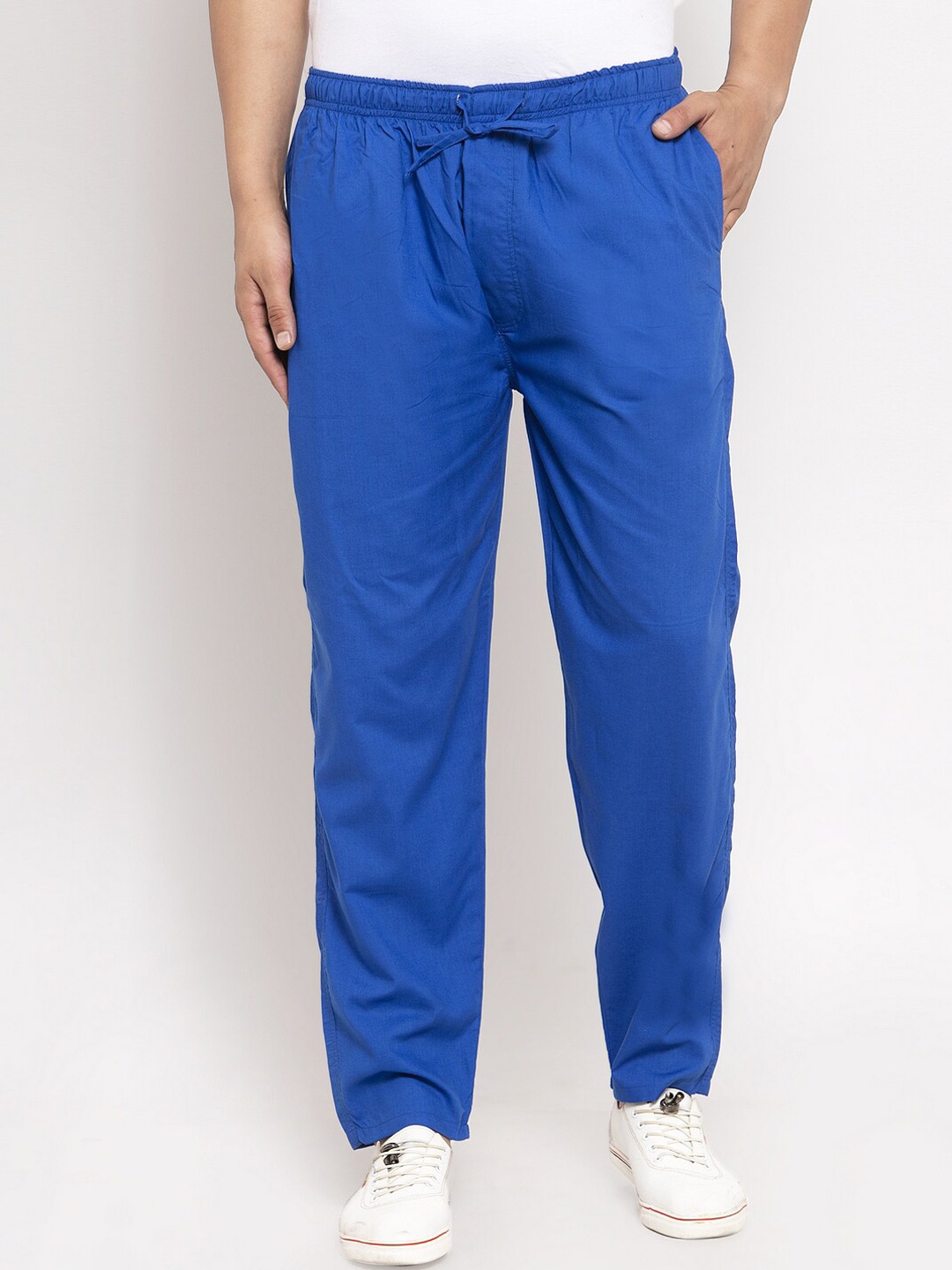 

JAINISH Men Blue Solid Slim Fit Cotton Track Pants