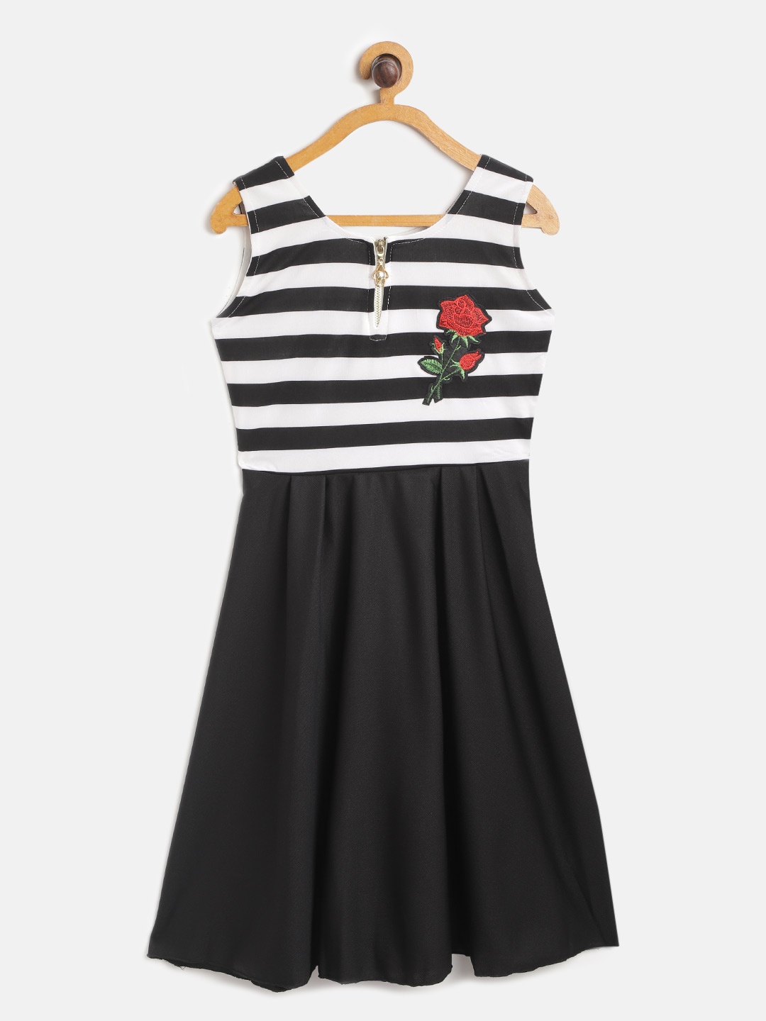 

Aarika Girls Black & White Striped Fit & Flare Dress