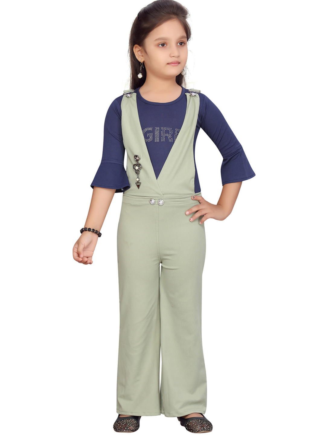

Aarika Girls Navy Blue & Green Embellished Top with Trousers