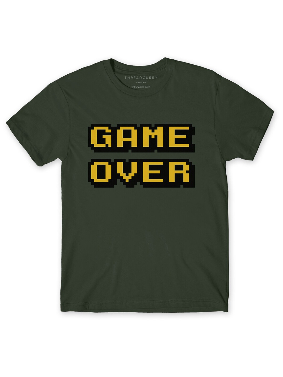 

THREADCURRY Boys Olive Green Typography Printed T-shirt