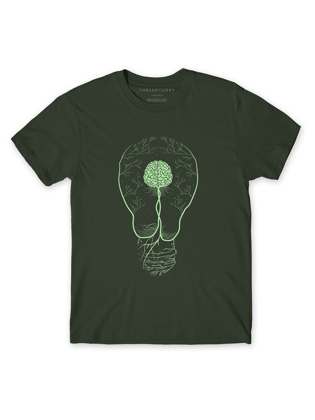 

THREADCURRY Boys Olive Green Printed T-shirt