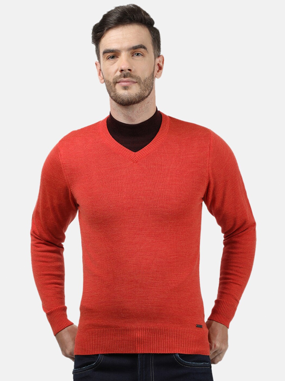 

Monte Carlo Men Orange Wool Pullover Sweaters