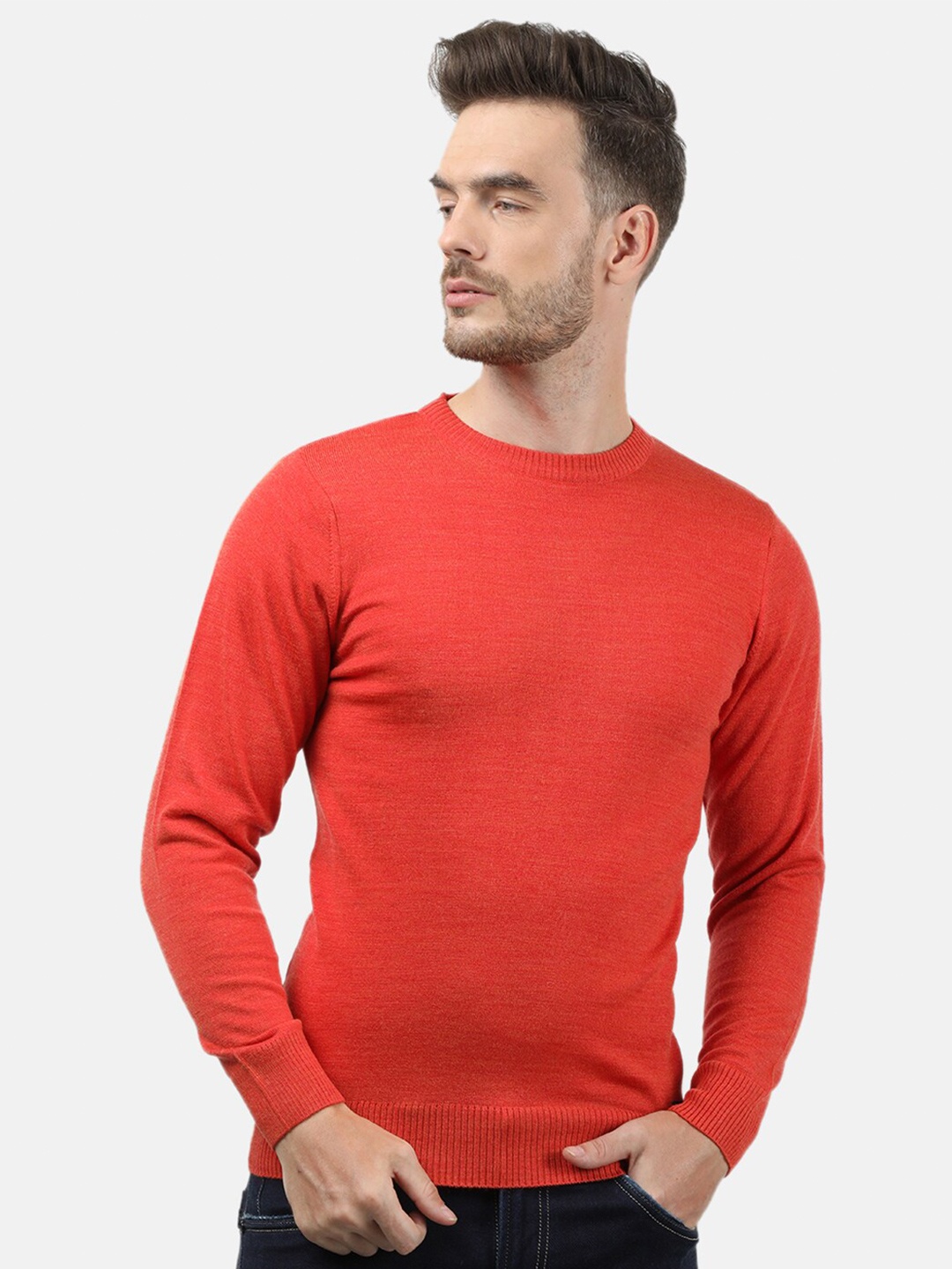 

Monte Carlo Men Orange Wool Pullover Sweaters