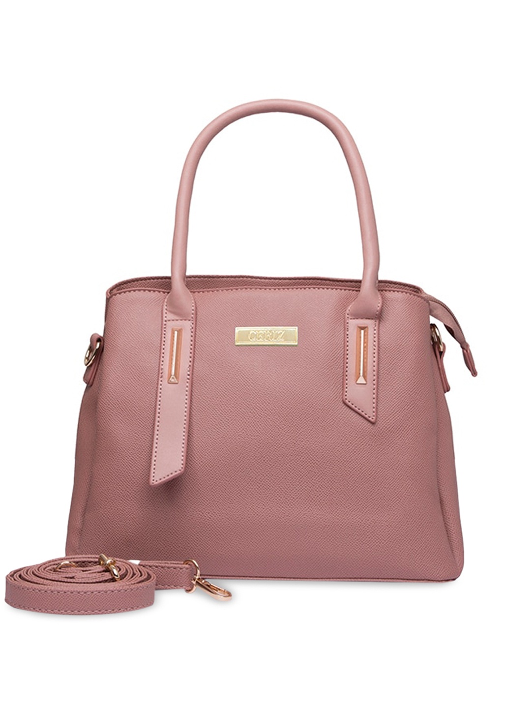 

CERIZ Pink PU Structured Handheld Bag