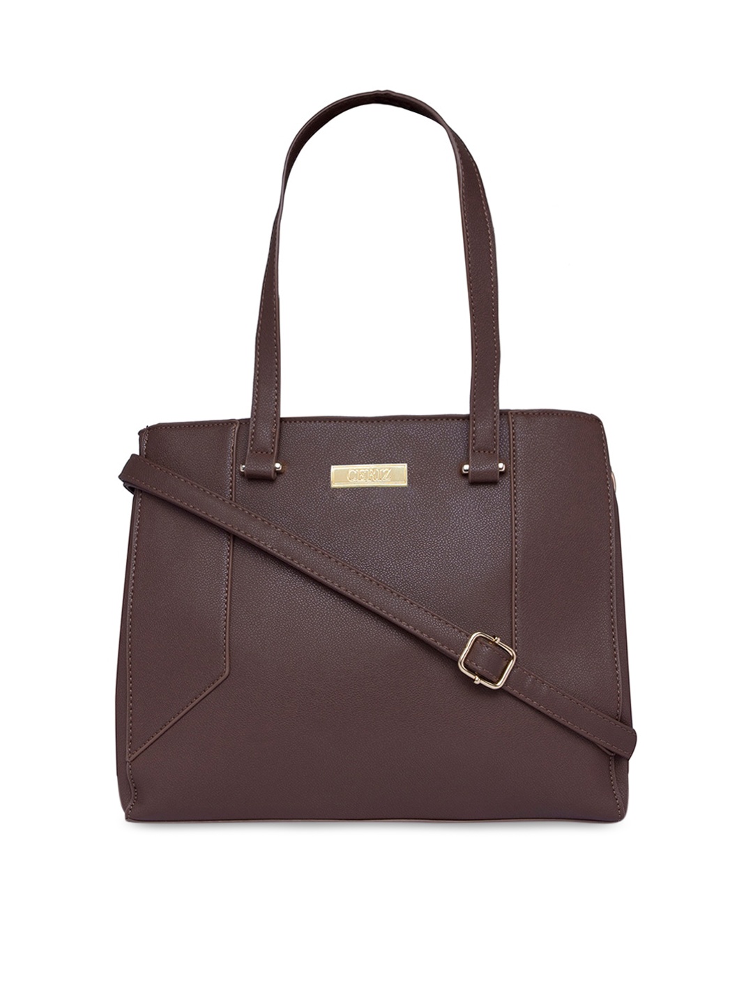 

CERIZ Brown PU Structured Shoulder Bag