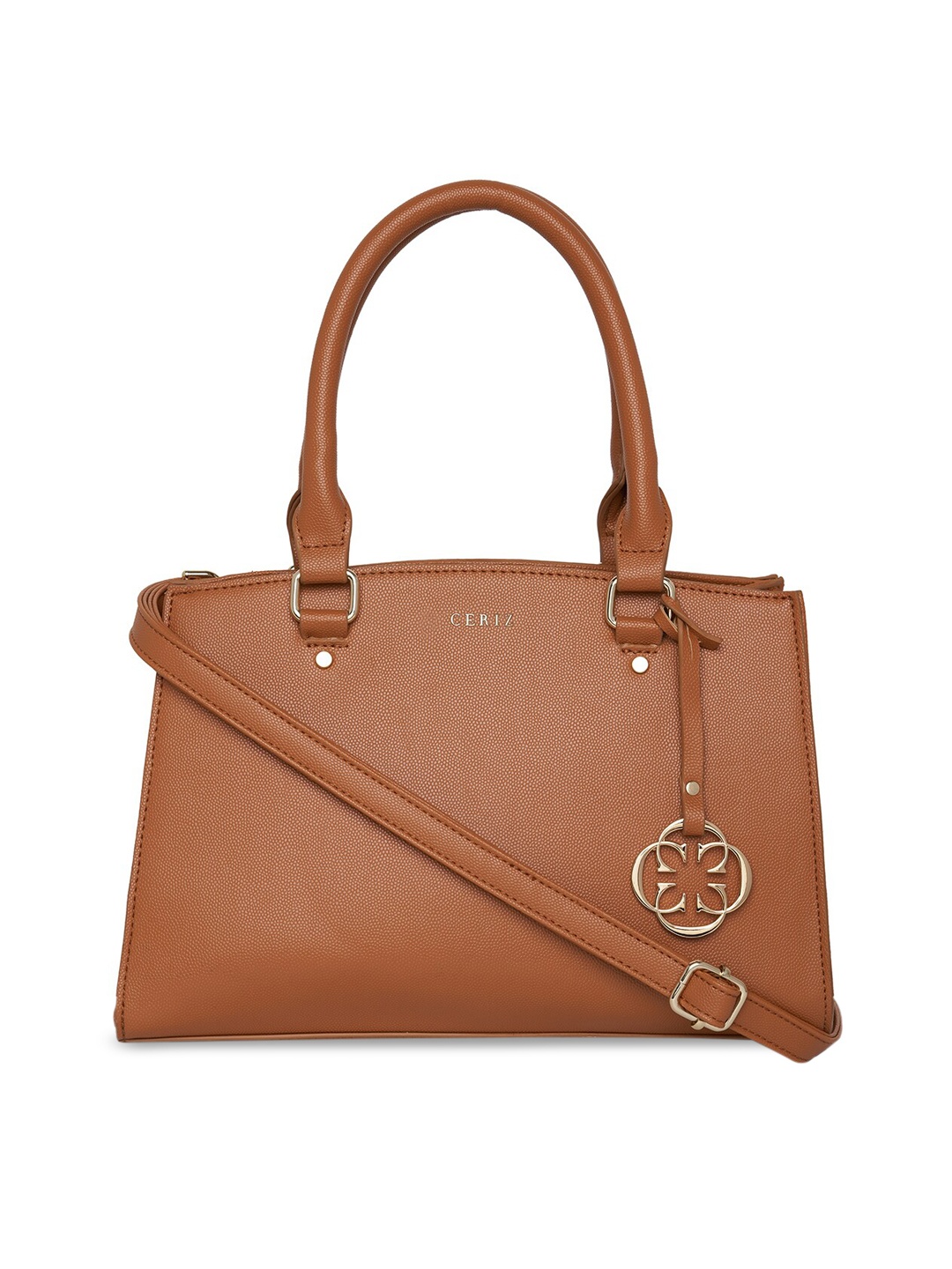 

CERIZ Brown PU Structured Handheld Bag