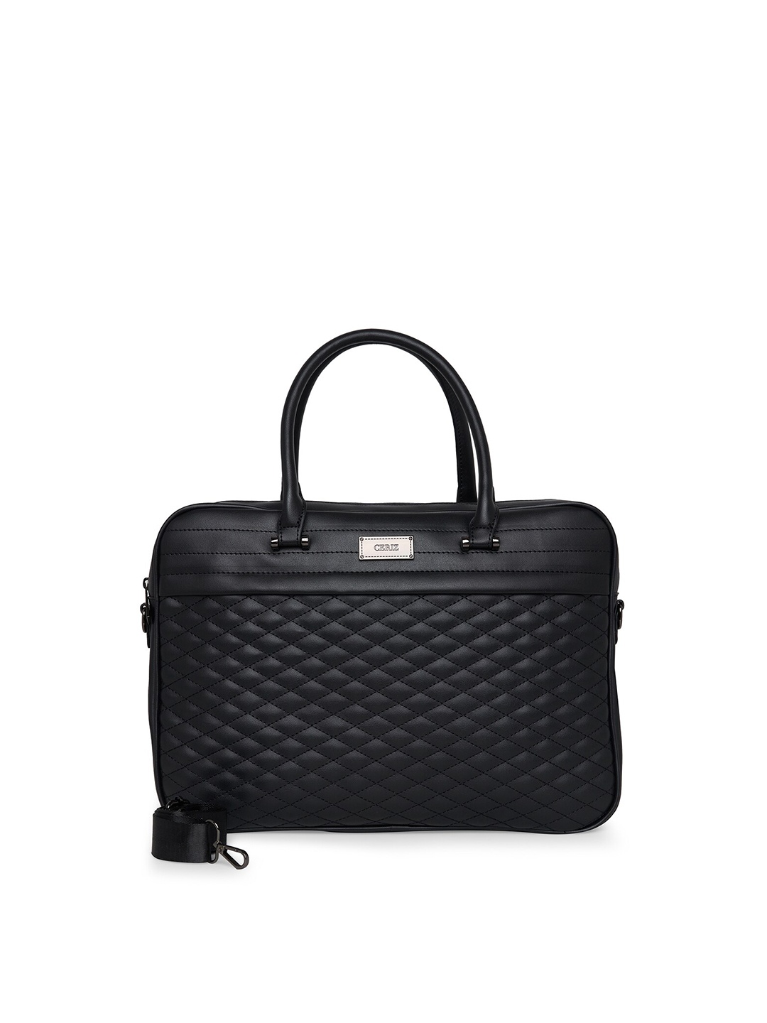 

CERIZ Women Black Quilted PU Laptop Bag