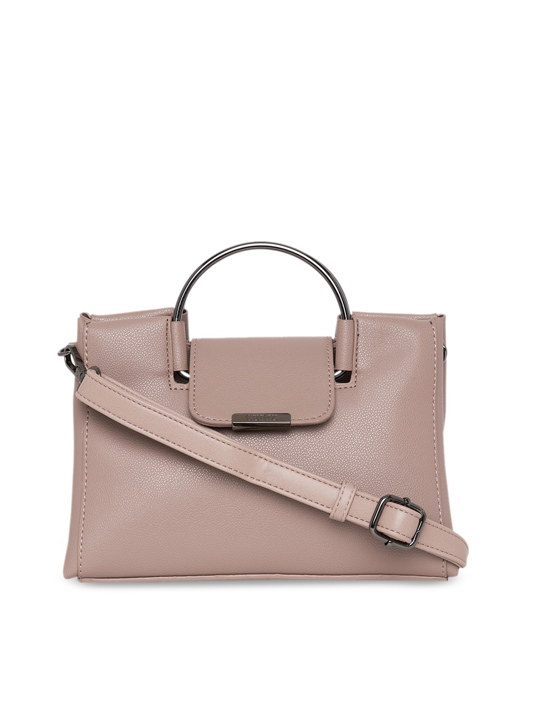 

CERIZ Women Nude-Coloured PU Structured Handheld Satchel With Detachable Sling Strap