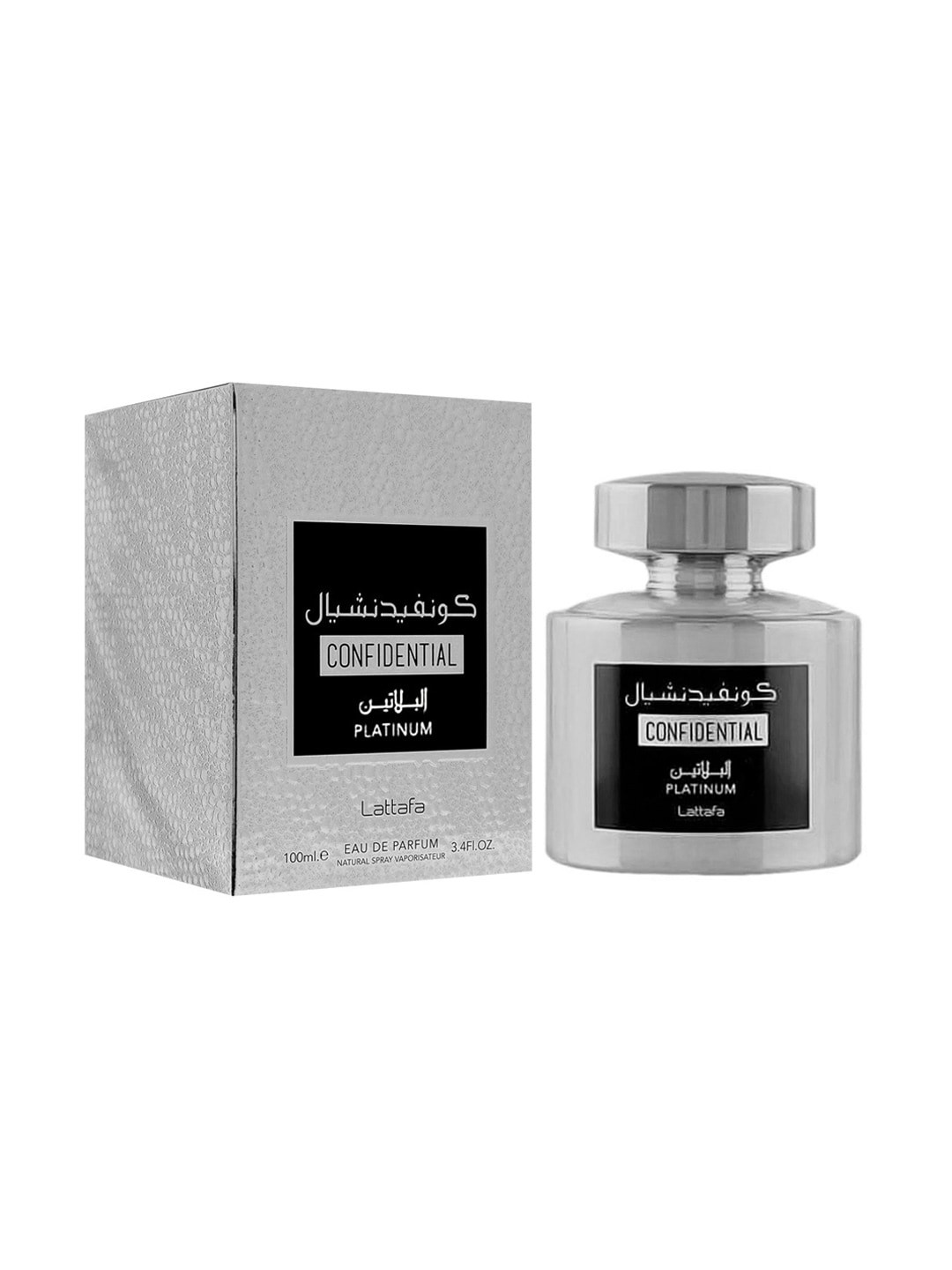 

Lattafa Unisex Confidential Platinum Eau De Parfum 100 ml, Silver