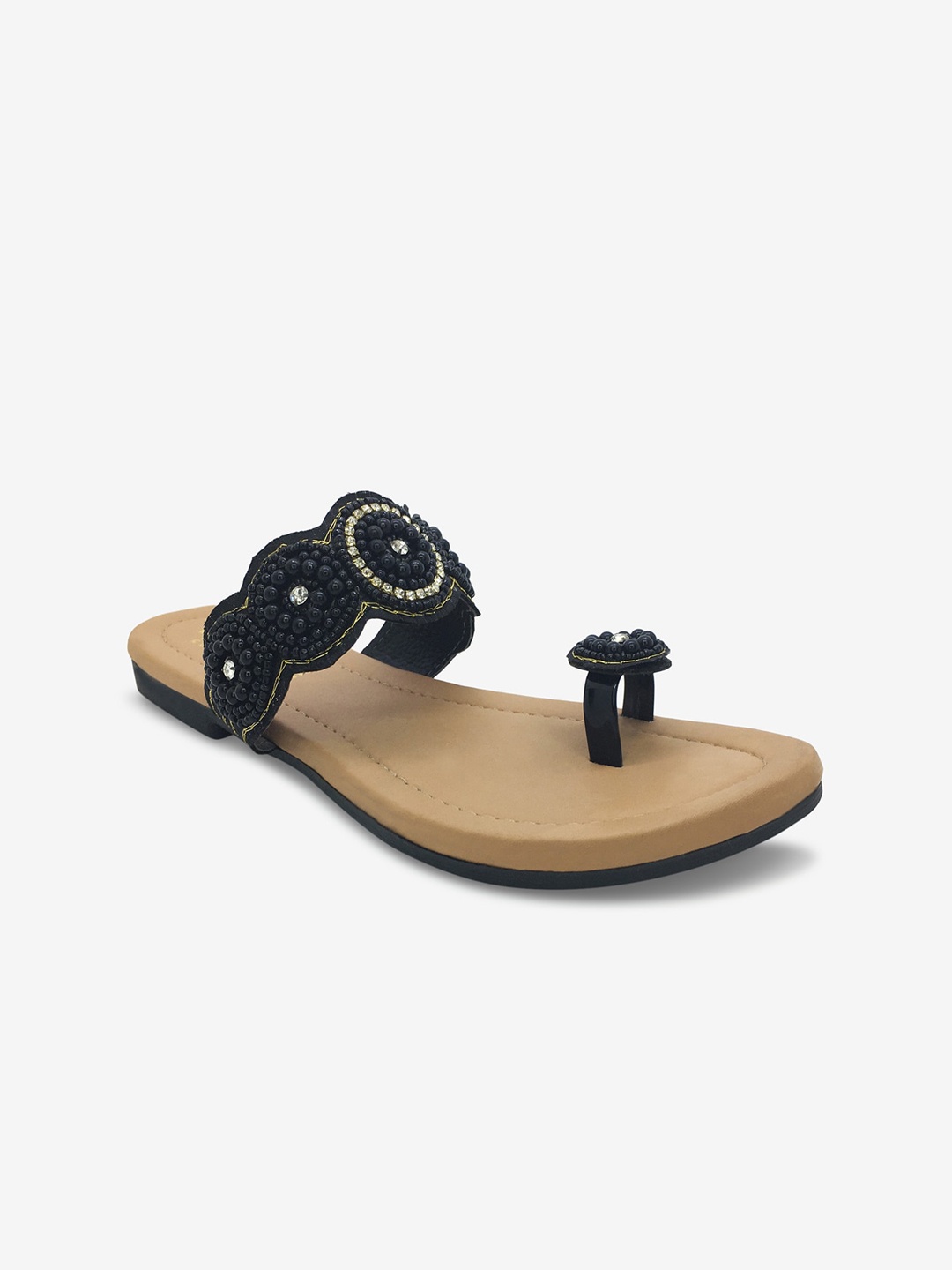 

WALK N STYLE COLLECTION Women Black & White Embellished One Toe Flats