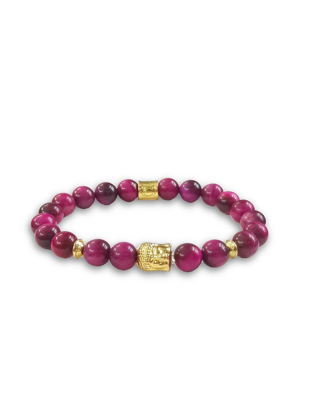

Blacksmith Unisex Gold & Pink Agate Gold-Plated Buddha Elasticated Bracelet