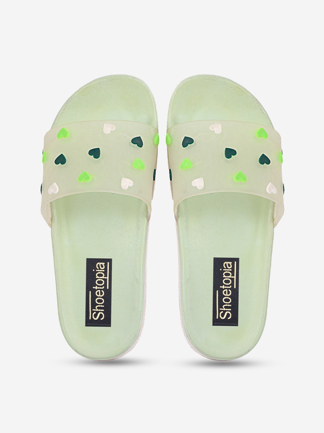 

Shoetopia Women Green Printed Rubber Sliders