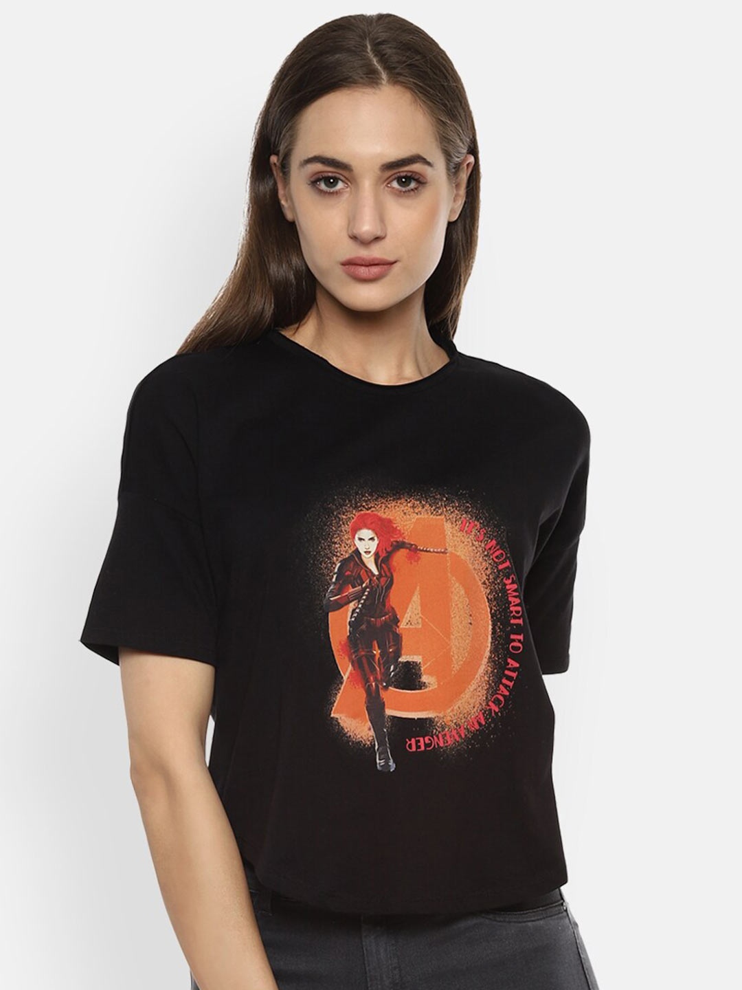 

Van Heusen Woman Women Black Typography Printed T-shirt