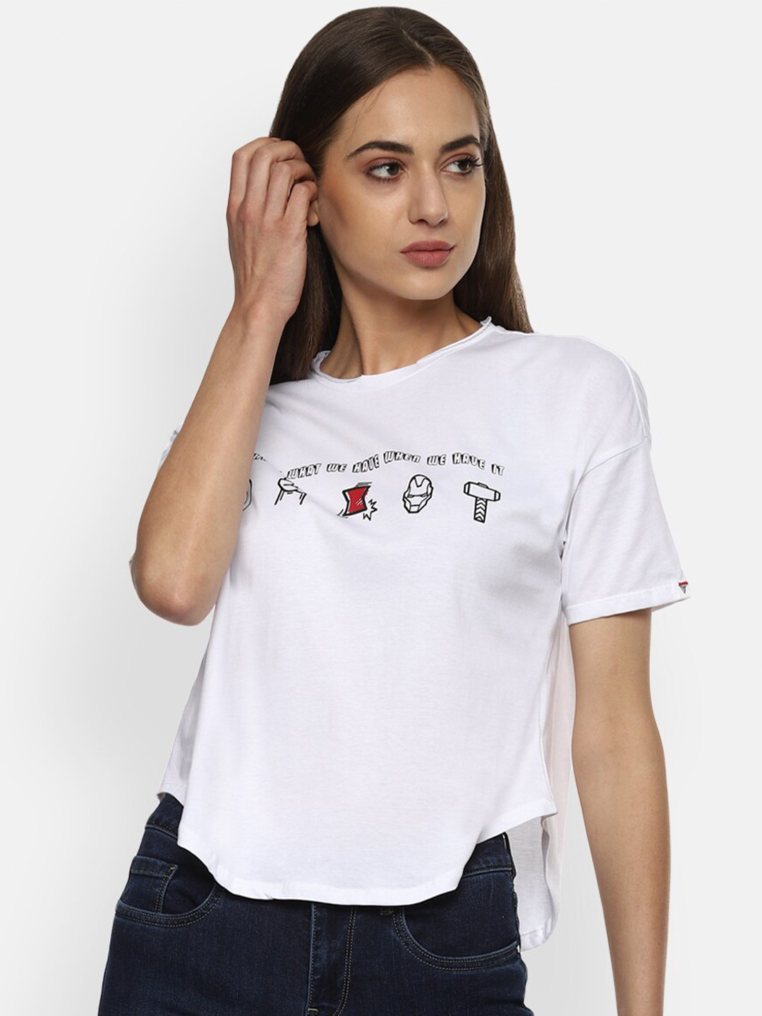 

Van Heusen Woman Women White Typography T-shirt