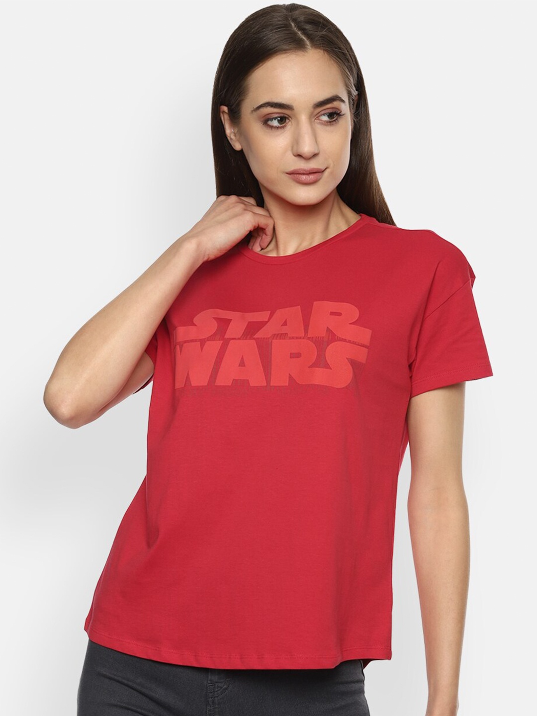 

Van Heusen Woman Women Red Typography Printed T-shirt