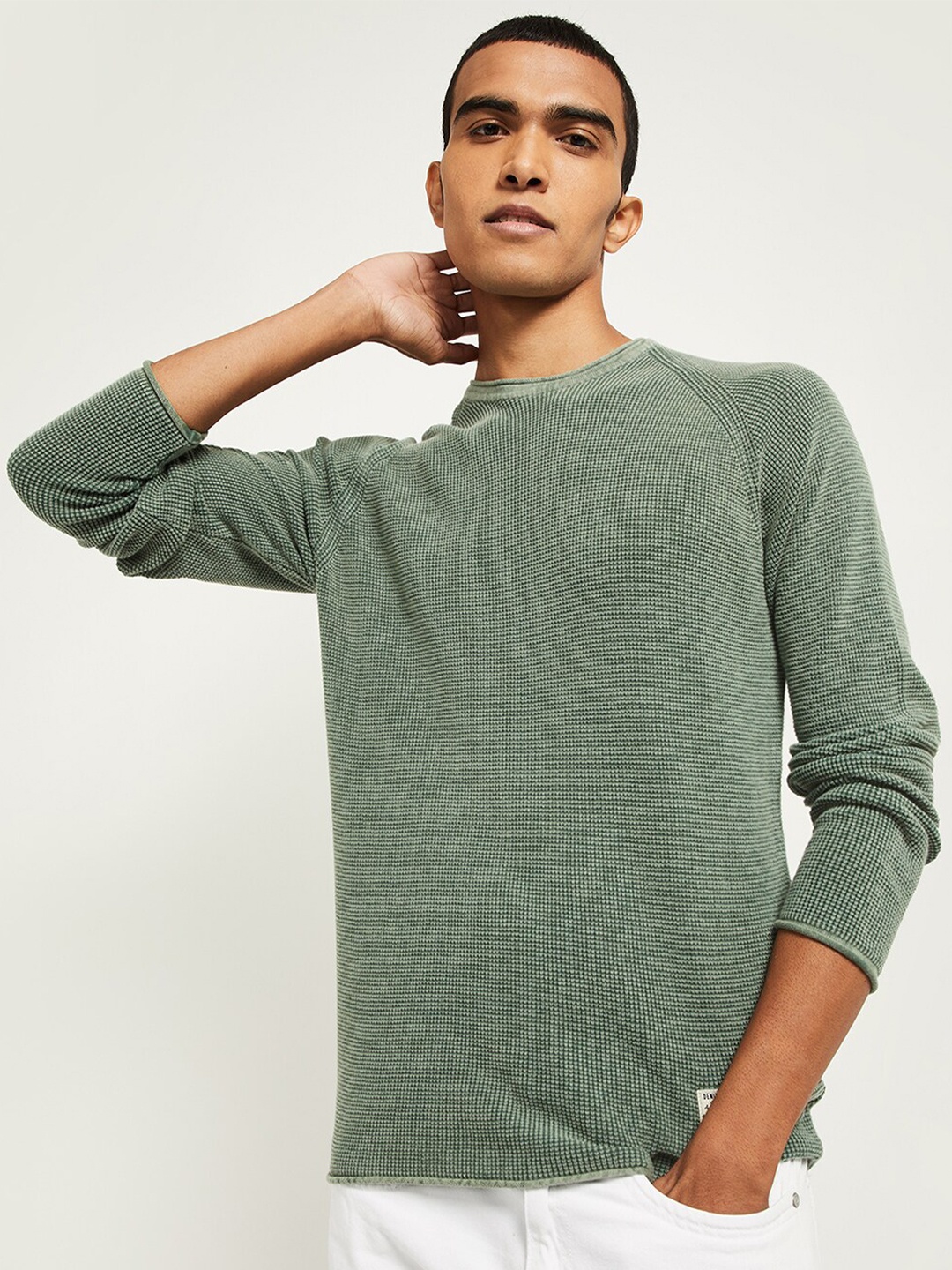 

max Men Green Cotton Pure Cotton T-shirt