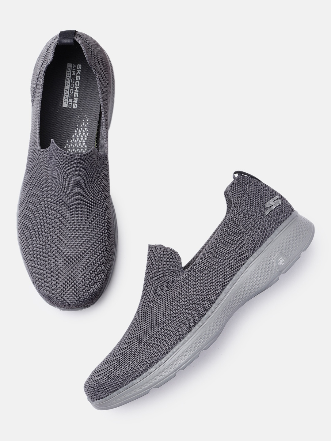 

Skechers Men Charcoal Mesh GO WALK 4- INVENTOR Goga Max Non-Marking Shoes
