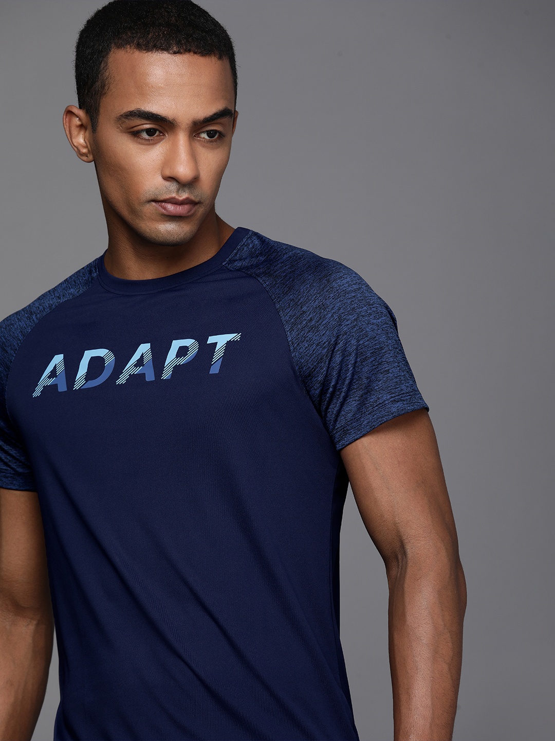 

WROGN ACTIVE Men Navy Blue Typography Printed Slim Fit T-shirt