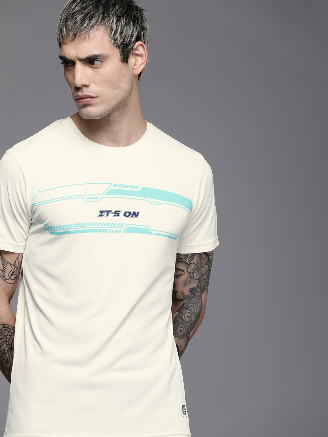 

WROGN ACTIVE Men Off White Typography Printed T-shirt