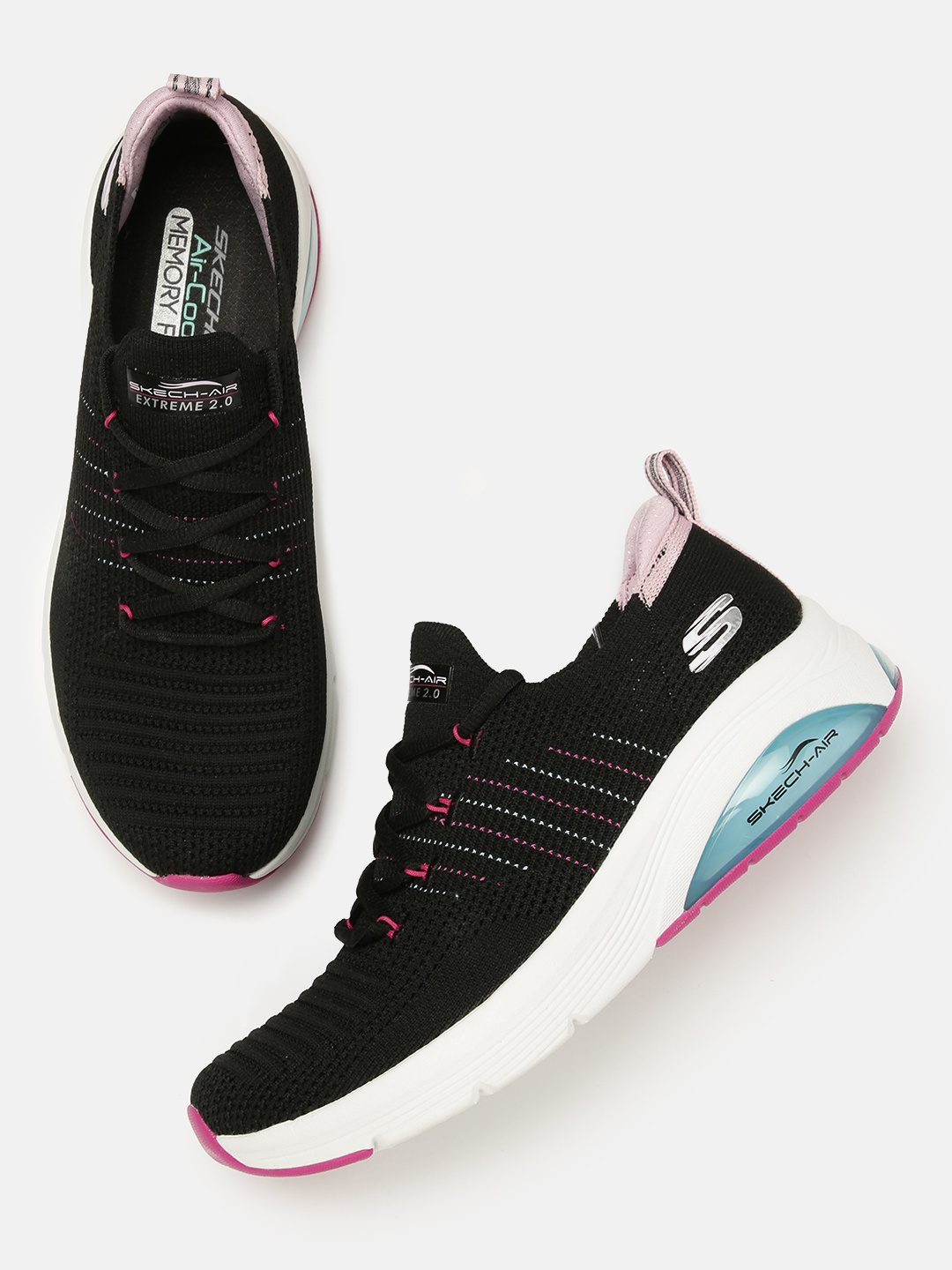 

Skechers Women Black Skech-Air Extreme 2.0- Timeless Woven Design Sneakers