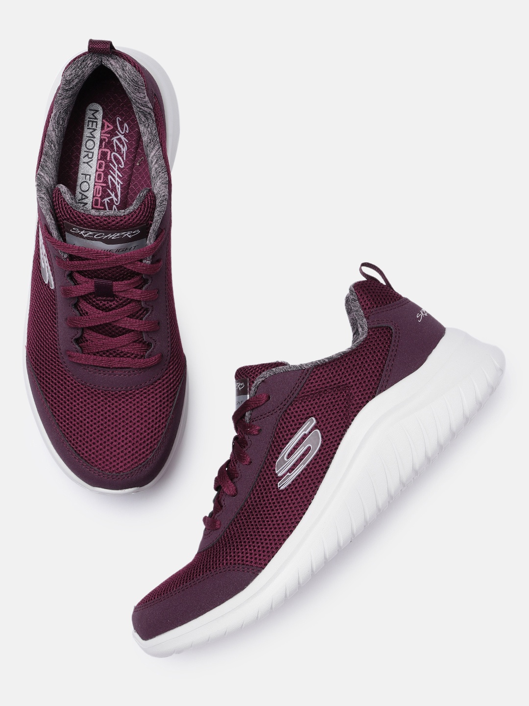 

Skechers Women Burgundy ULTRA FLEX 2.0-SPARKLING JOY Lightweight Sneakers