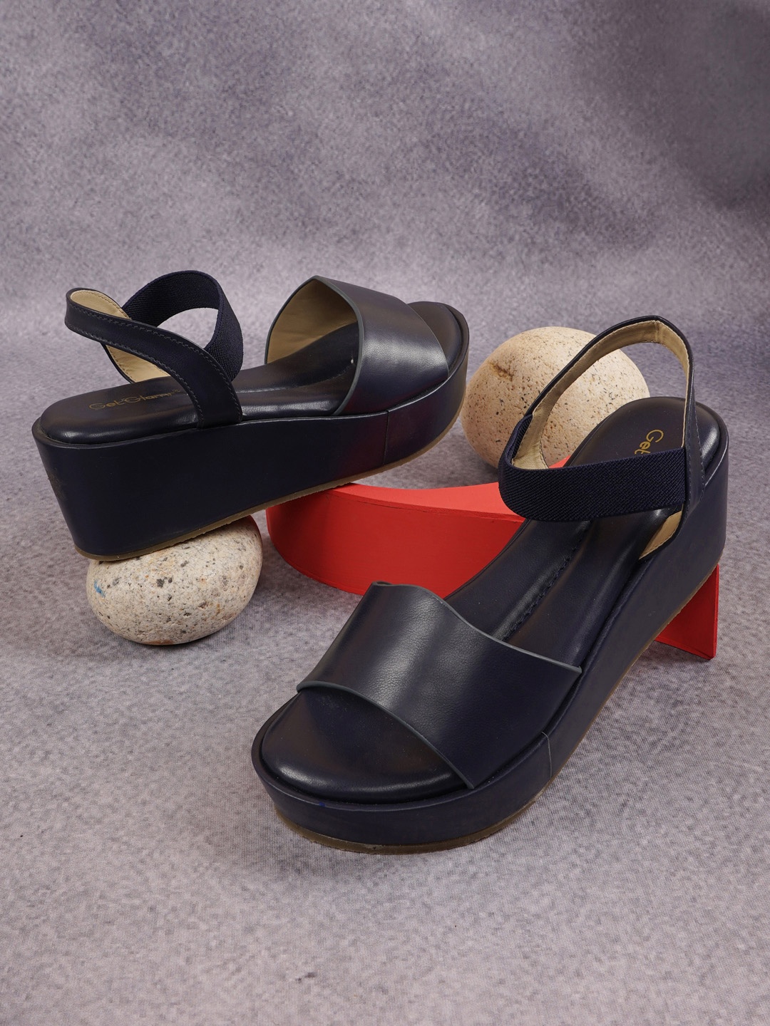 

Get Glamr Women Navy Blue Flatform Heels