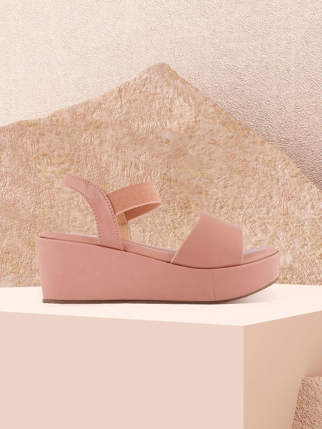 

Get Glamr Women Peach-Coloured Flatform Heels