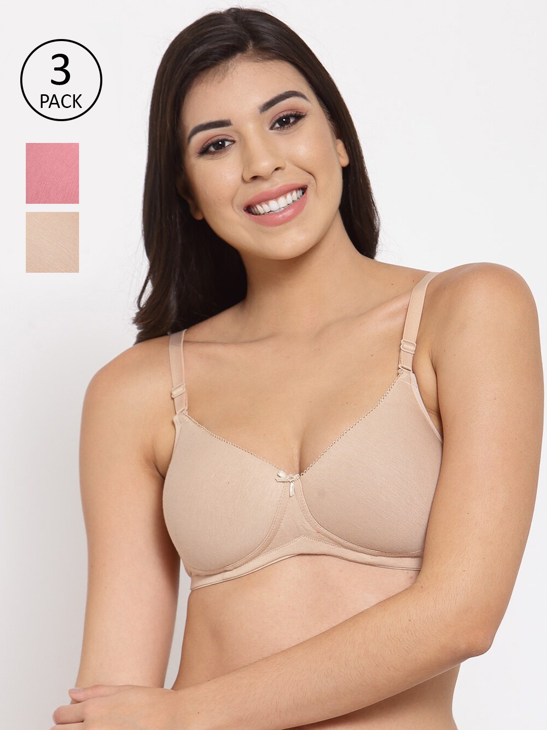 

Inner Sense Pack Of 3 Lightly Padded T-shirt Bra, Beige