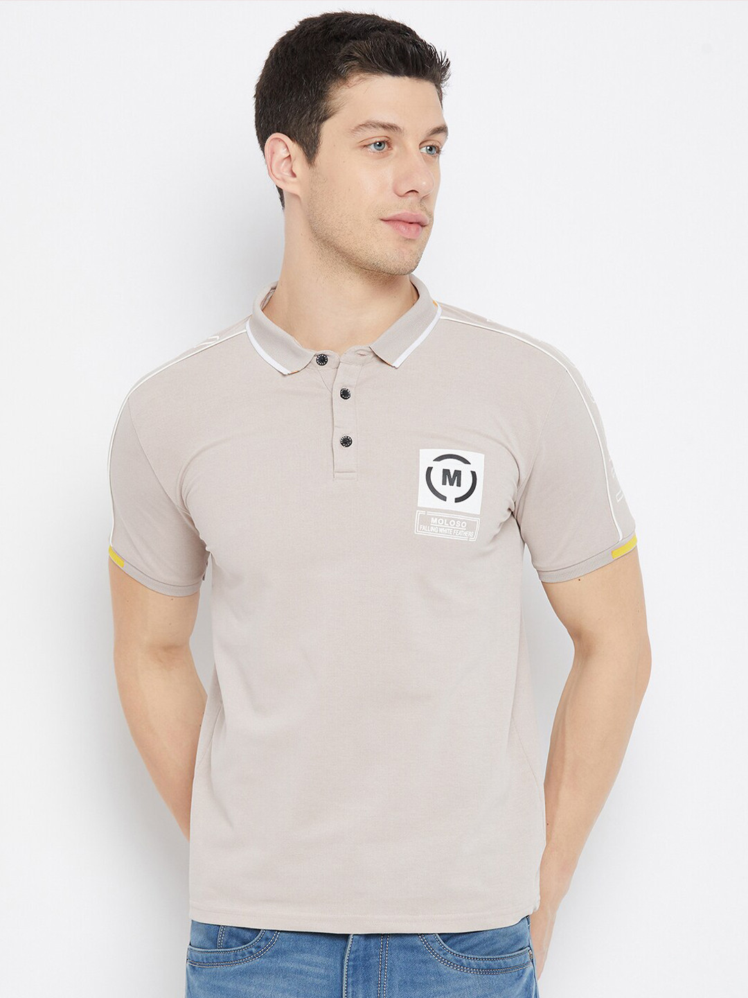 

Duke Men Grey Polo Collar Slim Fit T-shirt
