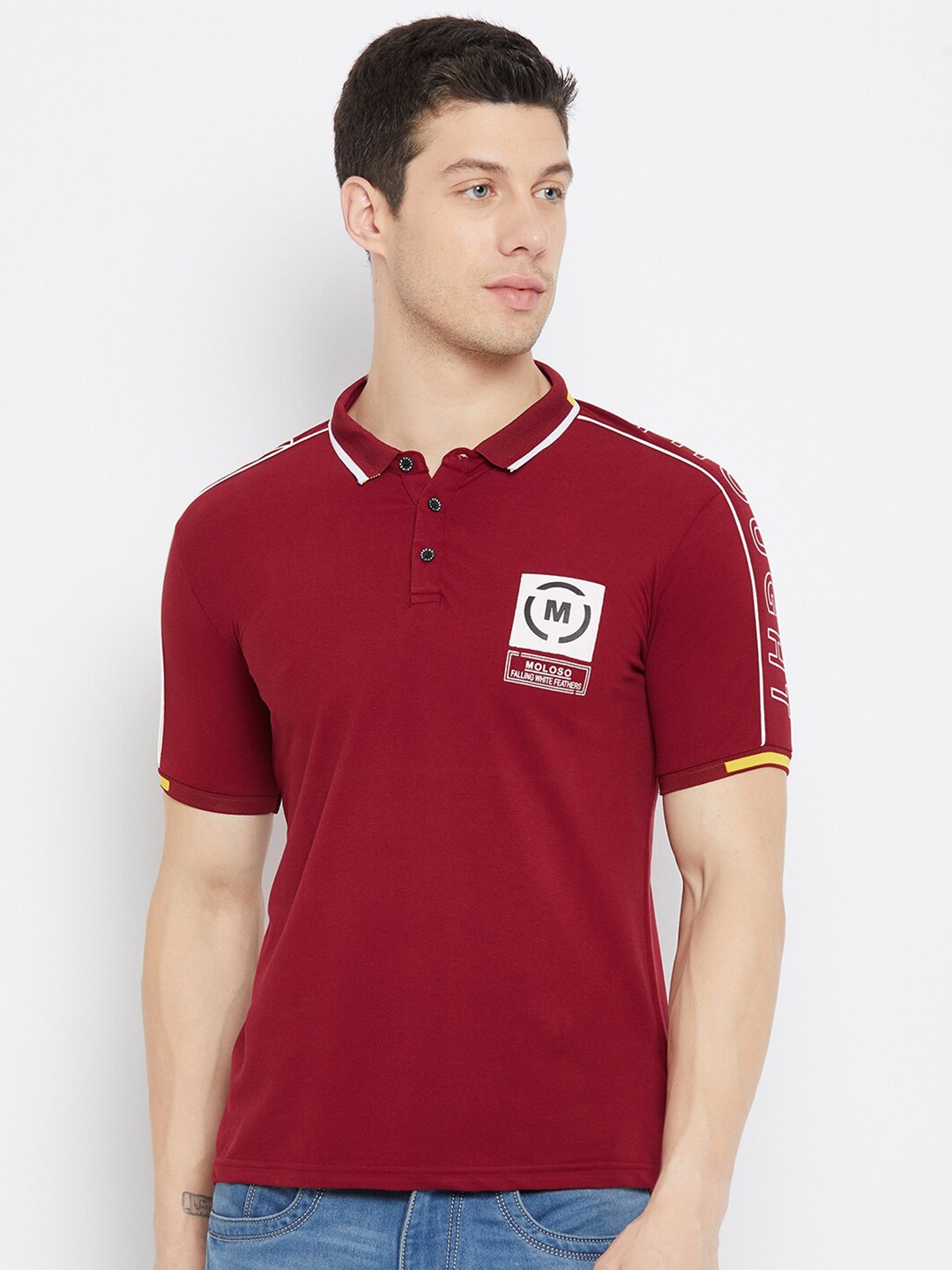 

Duke Men Maroon Polo Collar Slim Fit T-shirt