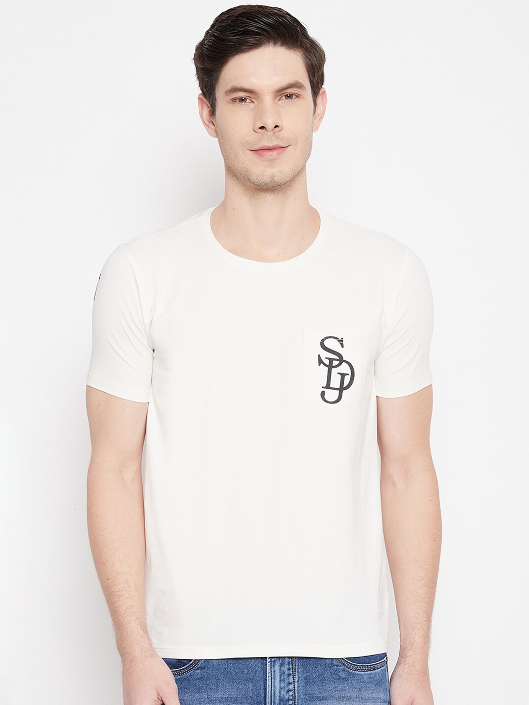 

Duke Men White Slim Fit T-shirt