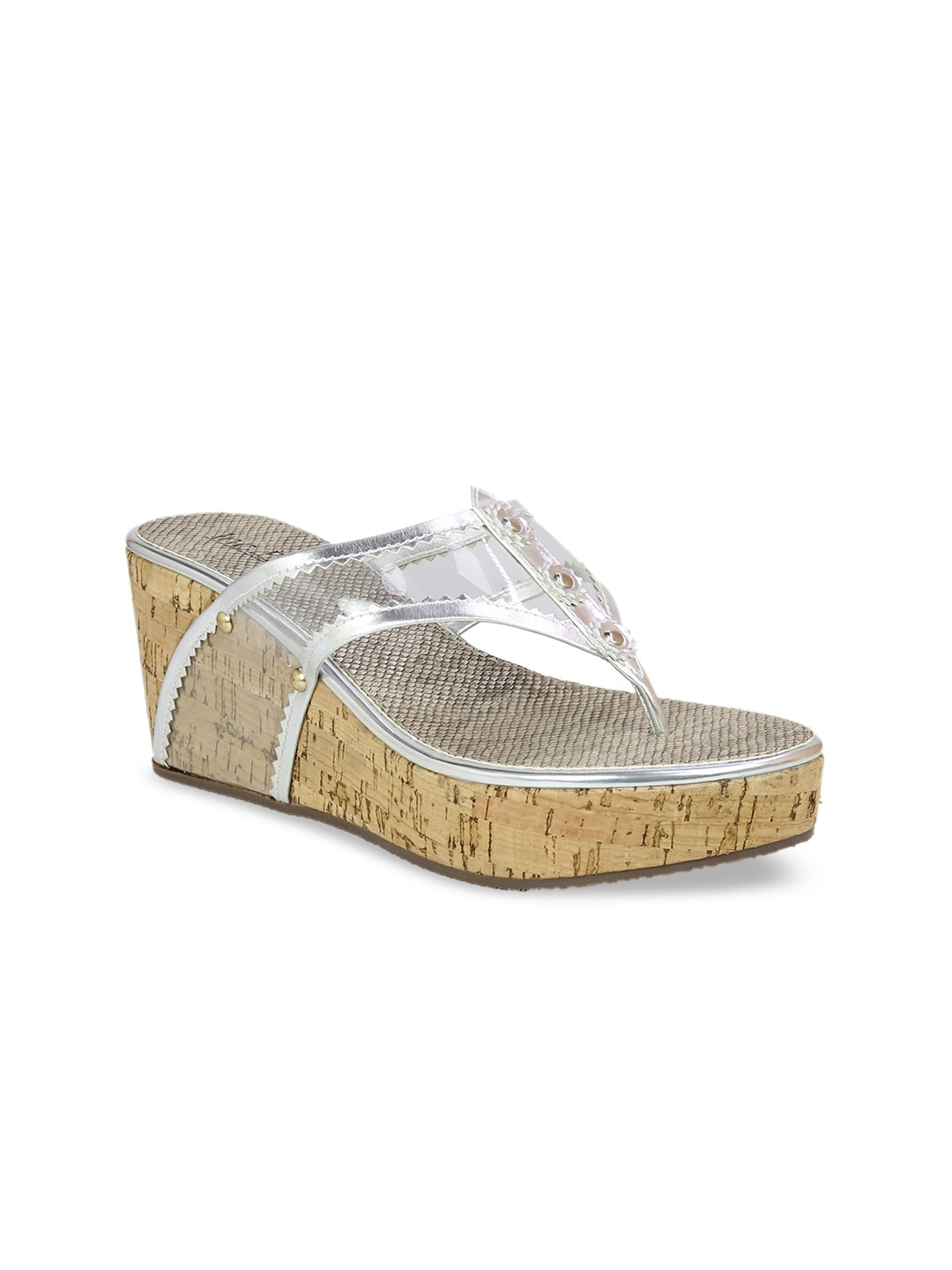 

Inc 5 Women Beige And Silver-Toned Printed Wedges