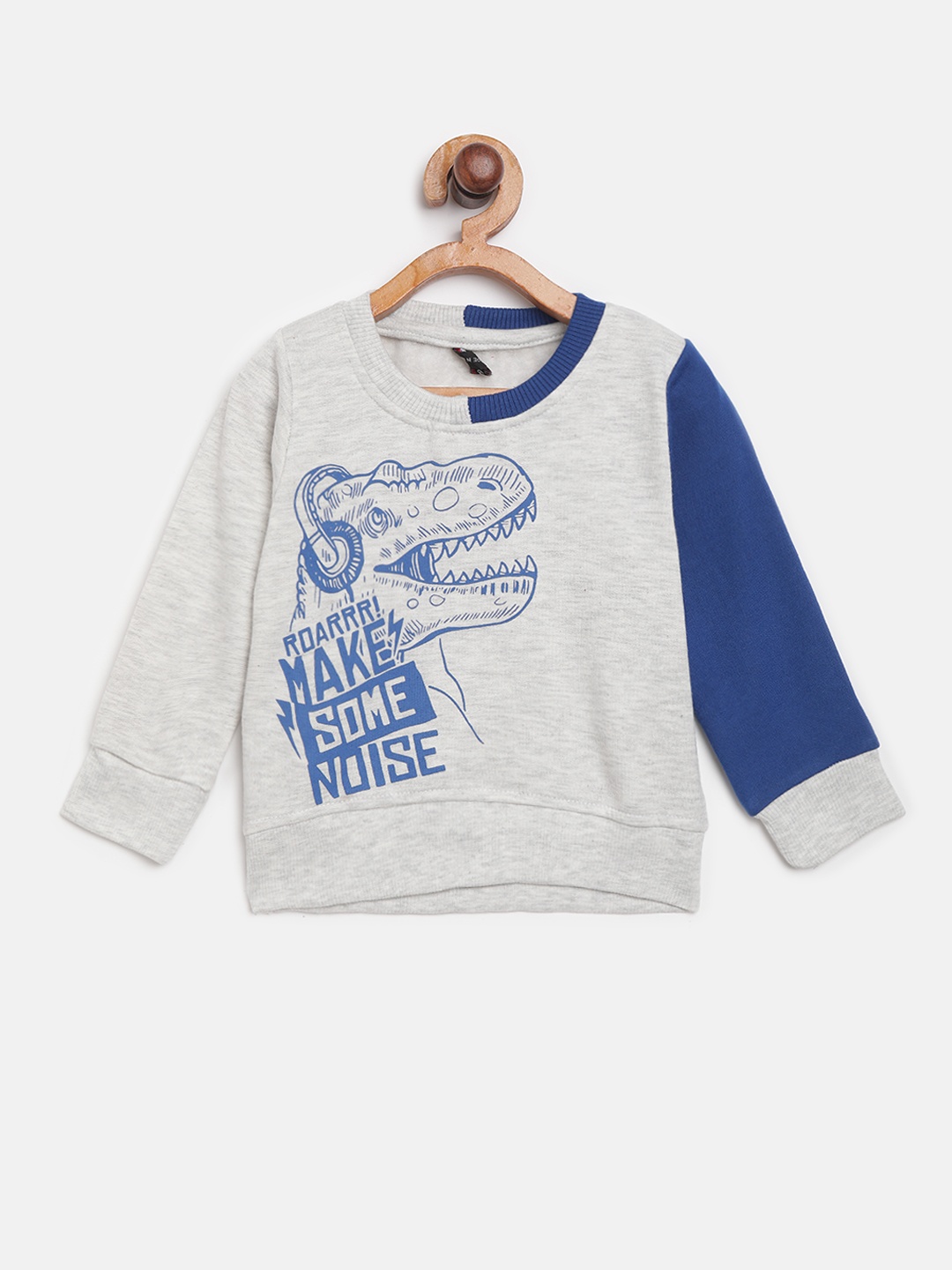 

GAME BEGINS Boys Grey Melange & Blue Printed Sweatshirt