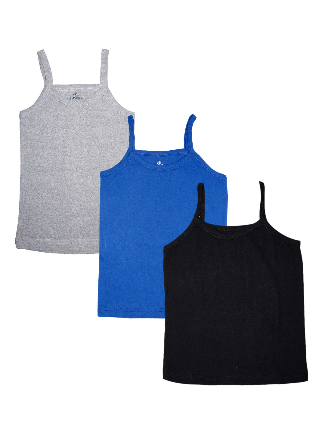 

KiddoPanti Girls Pack of 3 Solid Shoulder Strap Tank Tops, Black