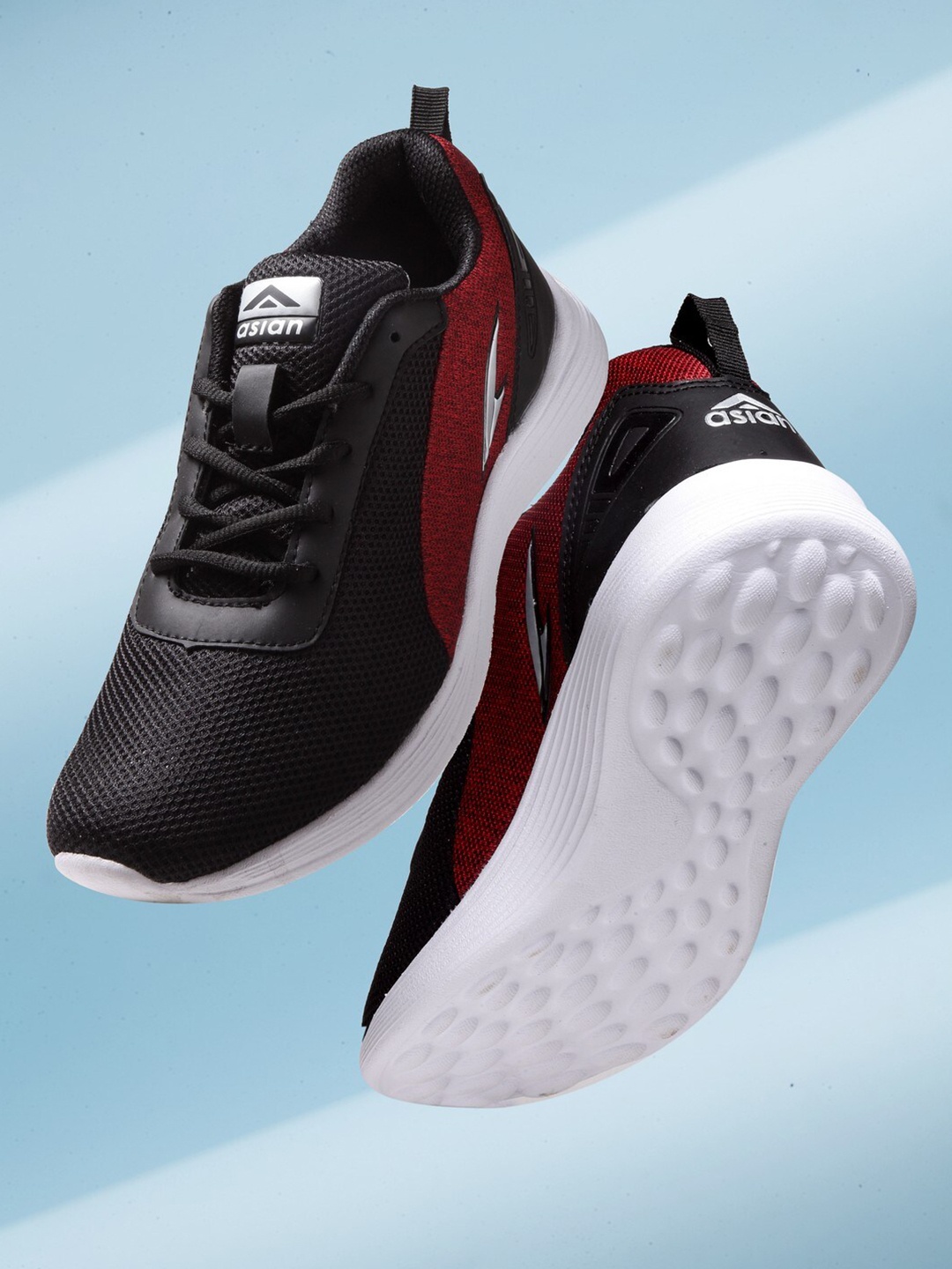 

ASIAN Men Black Mesh Running Non-Marking Shoes