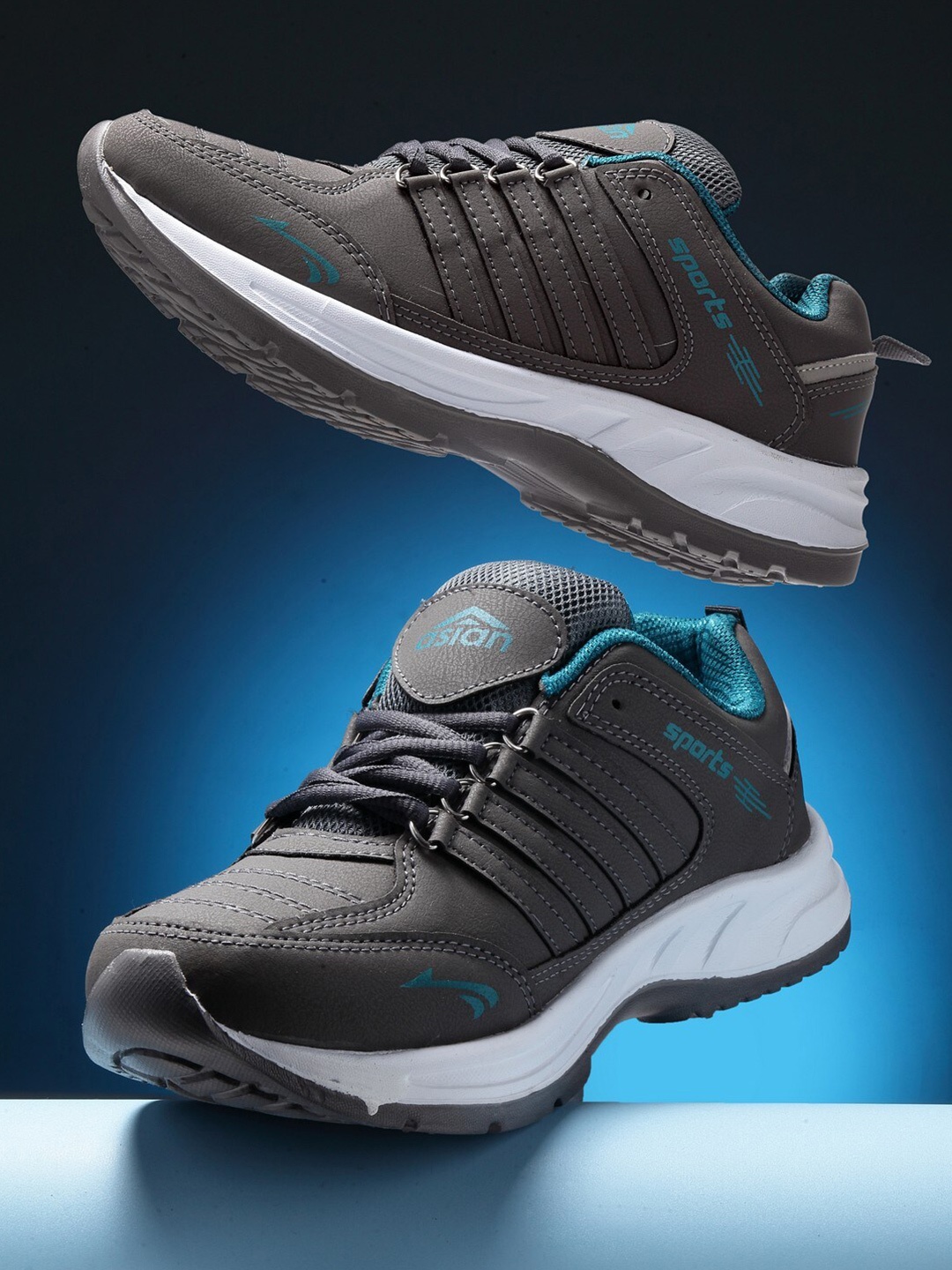 

ASIAN Men Grey & Blue Running Shoes