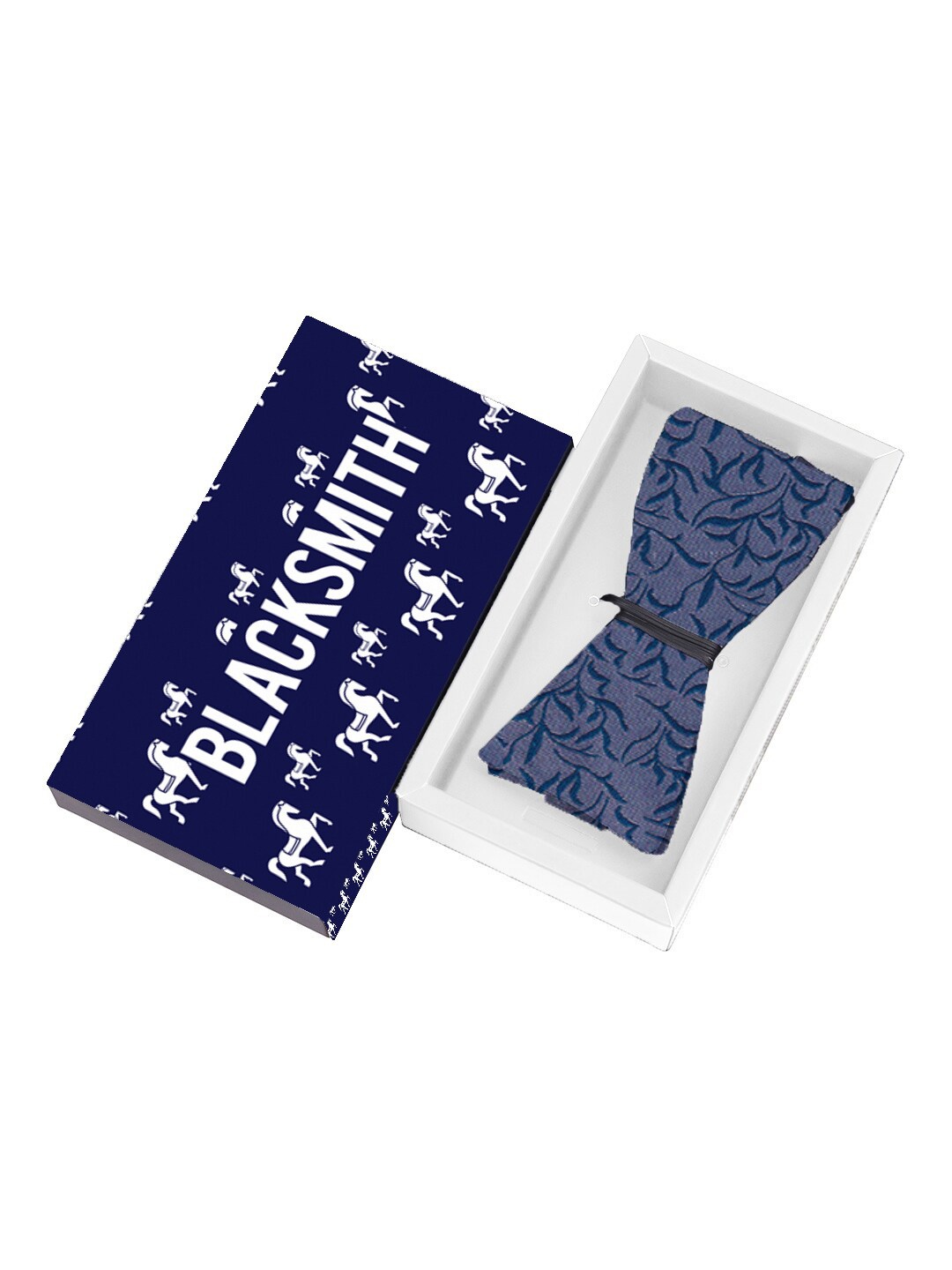 

Blacksmith Men Grey & Blue Woven Designed Bow Tie